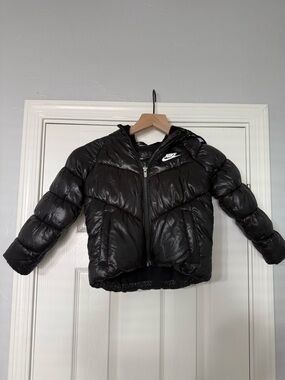 Nike Black Puffer Bomber Jacket Toddler Size 3T Full Zip Hooded